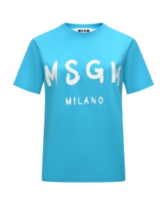 Футболка с крупным лого, голубая MSGM