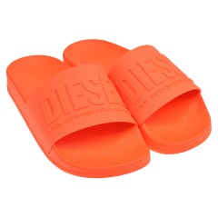 Шлепки оранжевые с лого Diesel