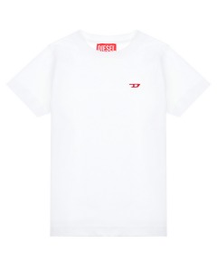 Белая футболка с красным лого Diesel
