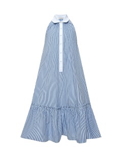 Платье расклешенное в тонкую полоску, голубое Philosophy di Lorenzo Serafini Kids