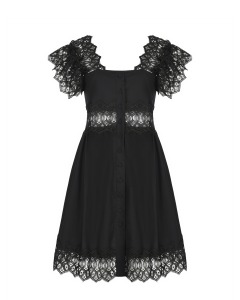 Черное платье с кружевной отделкой Alberta Ferretti
