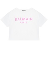 Футболка с розовым лого Balmain