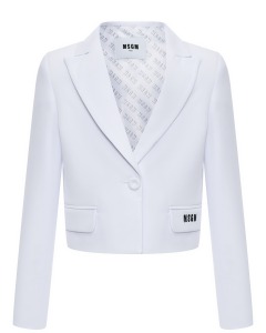 Пиджак укороченный белый на одной пуговице MSGM
