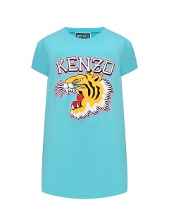 Платье с принтом "тигр" и лого KENZO