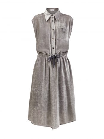 Платье-рубашка из тонкого вельвета и шелка с деталью Мониль