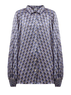 Блуза из гладкого шелка с объемными рукавами и принтом
